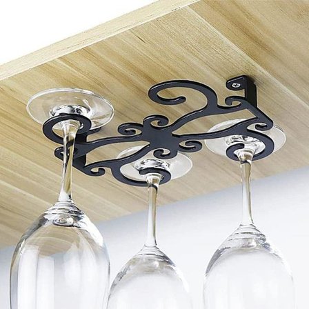 Viinilasinalunen hyllyn alle ripustettavaksi, viinilasiteline säilytykseen kaapin alla, viinilasiteline keittiöön, baariin