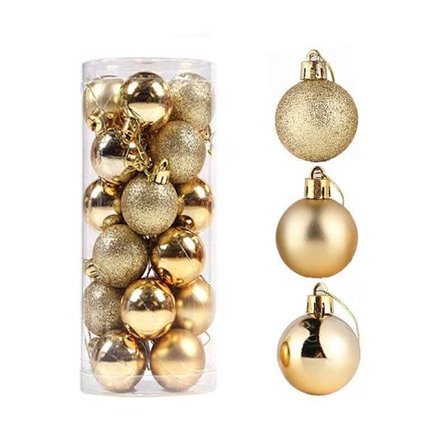 Kultaiset 3 cm:n joulupallot, joulukuusen koristeet, joulukuusi