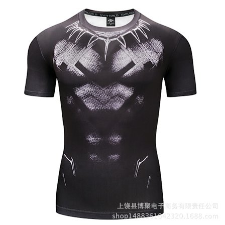 Digitalt tryk Superman kortærmet Captain America Sports Tætsiddende Tøj Hurtigtørrende Fitness Stretch T-shirt