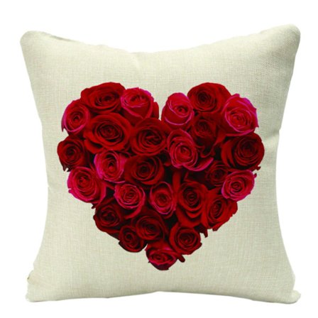 Valentinsdag Linned Pyntepude Betræk Moderne Dekorativt Pudebetræk Bondehusstil Pudebetræk til Sofa Soveværelse Stue