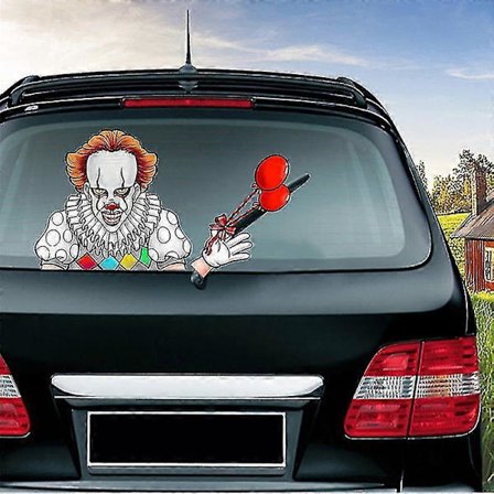 "(1-pack) Halloween Torkar Klistermärke Kan Ta Bort Bilens Bakre Vindrutetorkare Klistermärke Bildekoration (skräck Clown Soul)"