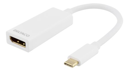 Deltaco USBC-DP1 - Ekstern videoadapter - USB-C 3.1 - DisplayPort - hvit