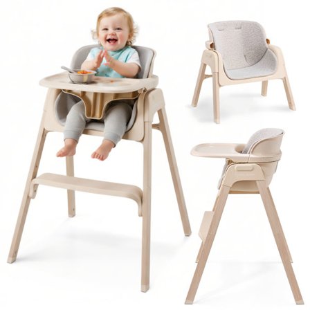 Moby-System Lumo 3-i-1 hopfällbar matstol beige