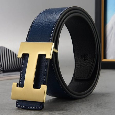 Belte Herre Casual Trendy Allsidig Middelaldrende Personer Ungdom Buksebelte Blå Gullspenne Blue Gold Buckle