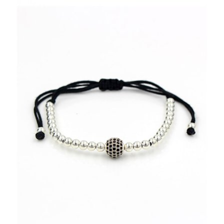 Handgjort Armband Rep Pläterade Kopparkulor Silver