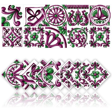 20 stk. Fliseklistremerker Kjøkken og Bad Vanntette PVC Veggdekorasjonsklistremerker Selvklebende Mosaikkdekorasjon Retro Arkitektonisk Stil (10x10cm,