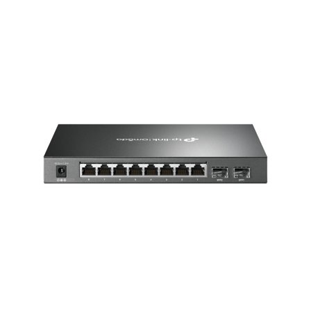 TP-Link Switch full managed Layer2 10 Port • 8x 1 GbE • PoE Budget 58 Watt • 8x PoE at • 2x SFP • 10” • Lüfterlos, Omada • SG2210P