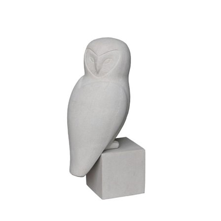 Dekorativ uglefigur, beige sintret sten, 27x24x67 cm