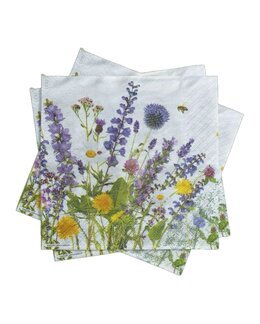 Servietter Sommerblomster Hvit