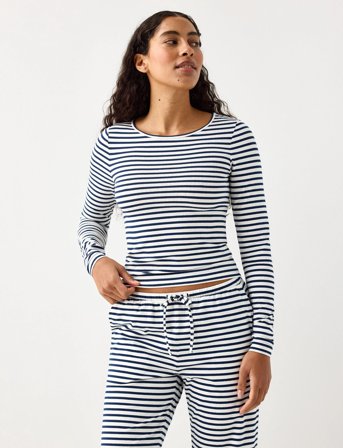 Lindex Top Pyjama Long Sleeve Jersey - White - XL