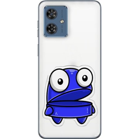 Kompatibel Mobilcover til Motorola Motorola Moto G54 Blå tegneseriefigur med åbent udtryk og store øjne i sjov illustration