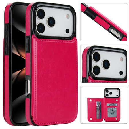 iPhone 17 Pro Max Fodral med Läderdesign med Magnetlås