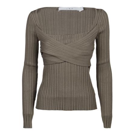 IRO Amarok square-neck ribbed sweater Grøn, Dame