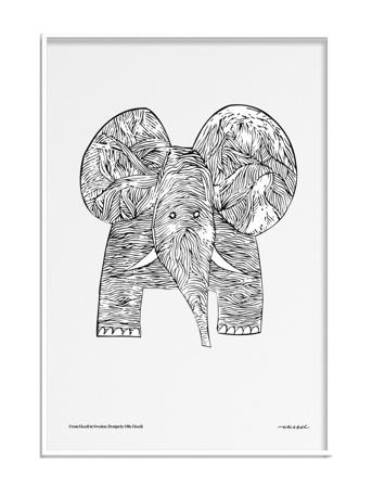 Elephant Home Decoration Posters & Frames Posters Black & White Multi/mønstret Olle Eksell