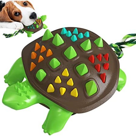 Tuggleksak för hund, färgglad sköldpadda hund multifunktionell kindtandborste