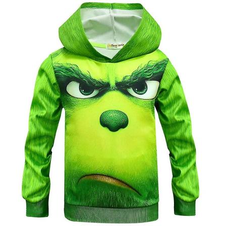 Barn Gutter Nyhet The Grinch Pullover Hettegenser Julehettegenser 9-10 Years