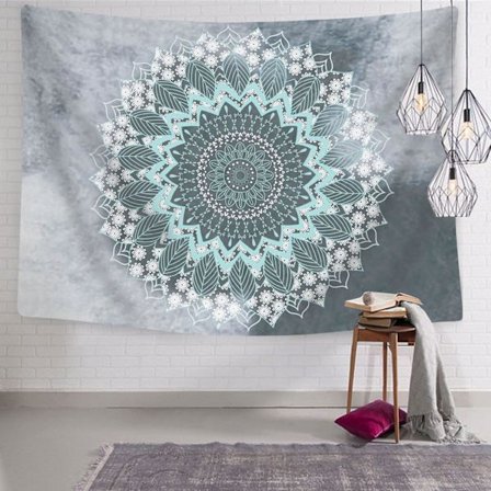 Tapet Mandala Hippie Bohemsk Veggtepper Veggdekor Blomster Psykedelisk Veggteppe (Teal, 51,2 x 59,1 tommer)