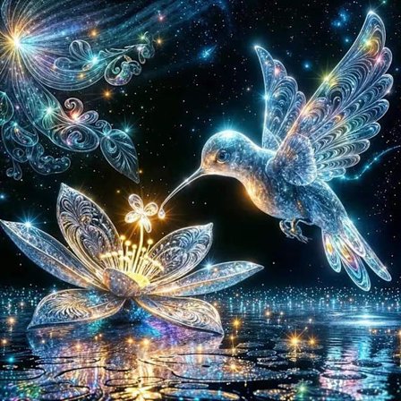 Diamantkonstsatser med kolibri, DIY fågel diamantmålningssatser runda diamantprickar för vuxna, 5D full borr målningssats konst och hantverk för 