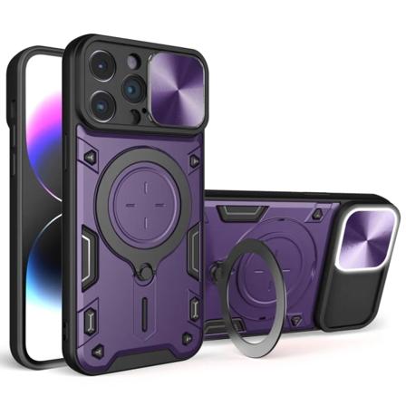 iPhone 15 Pro Mobilskal Kickstand Kamerabeskyttelse - Lilla