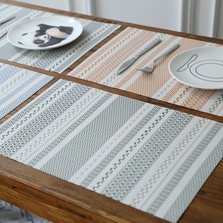 Set med 4 flettede polypropylen- og bomullsplassmatter, 45 x 30 cm