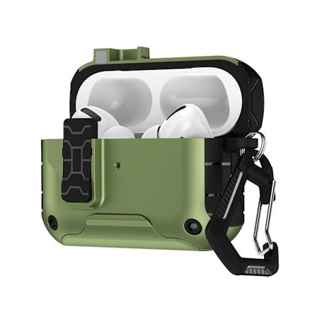 iPhone AirPods 4, Matt Beskyttelsesetui, Usynlig Øretelefonstativ, Militærgrønn