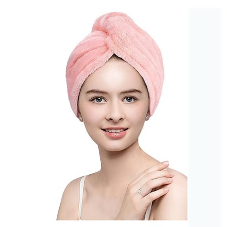 Mikrofiber Hår Håndkle Wrap Tørt Hår Cap ROSA