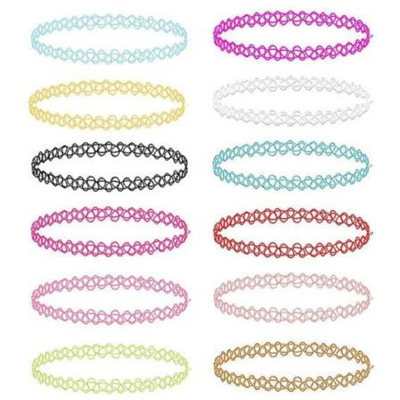 12-pakkaus trendikäs värikäs choker kaulakoru venyte pitsi