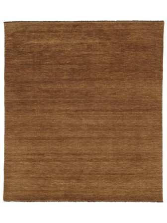 Tapis De Laine Uni Handloom Fringes Marron Carré Grand