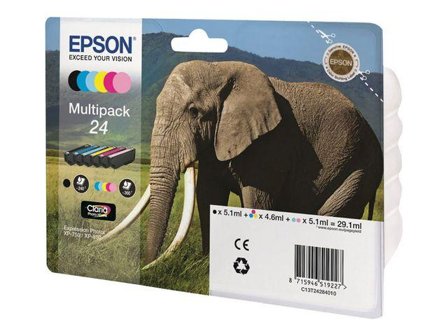 Epson 24 Multipack - 6-pack - svart, gul, cyan, magenta, lys magenta, lys cyan - original - blekkpatron