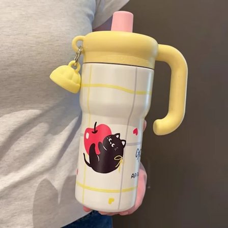 Gul drikkeflaske, høyt estetisk isolert krus, 316 rustfritt stål iset krus, bærbar termokopp med stor kapasitet for menn