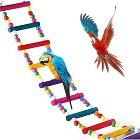 Fugle legetøj til papegøje, stige, gynge, træningsregnbuebro til