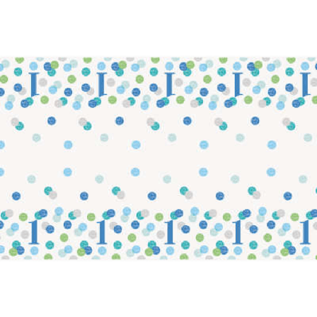 1-årsselskapet duk Blå prikker 137 x 213 cm