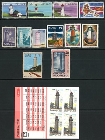 Fyrtårne - 1 frimærkehæfte og 12 frimærker 1946-1996 - Postfrisk