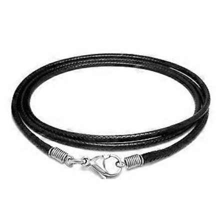 Svart Läderhalsband med Rostfria Lås för Halsband Hänge Armband Snöre Rep DIY Smyckestillverkning 80 cm (80 cm)