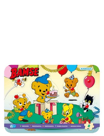 Kärnan Knoppussel Av Trä 8 Bitar Bamse - Yellow - ONE SIZE