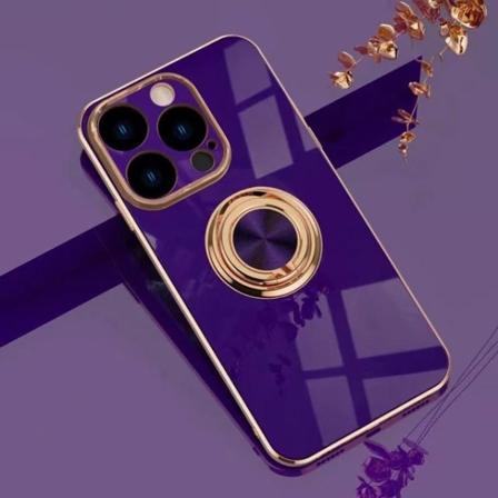 Lyxigt Stilrent skal ‘iPhone 14 Plus‘ med ring ställ-funktion Gu Mörklila