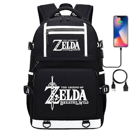 Breath Of The Wild Eye Spelfans USB Ryggsäck - Cosplay Student Skolväska För Unisex - Rese Dator Laptop Väskor