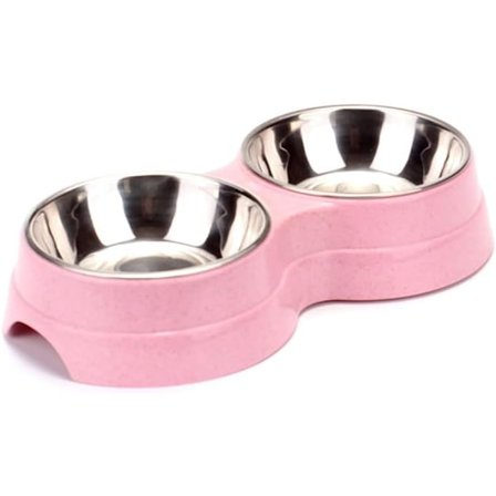 Dubbellagers hundskål och kattskål i rostfritt stål, enkellagers dubbelskål för hund och katt, husdjurstillbehör