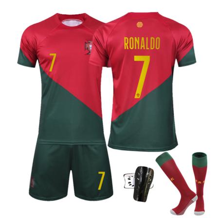 22-23 World Cup Rätt version Portugal Hem 7C Robinho nya strumpor Fotbollssats för vuxna barn 22-23 Portugal hem rätt version 7