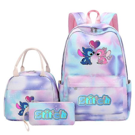 Stitch Reppusetti 3 kpl Monitaskuinen Rento Matka Koululaukku Teineille Korkealaatuiset Mochilat, Ihanteellinen Naisille Ja Miehille