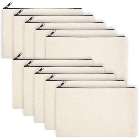 10-pak tomme DIY-tasker i lærred, penalhus, makeuptaske, tomme, DXGHC