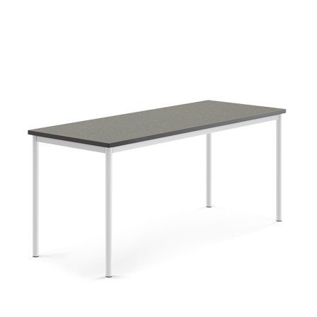 Tisch SONITUS, 1800x700x760 mm, Linoleum dunkelgrau, weiß