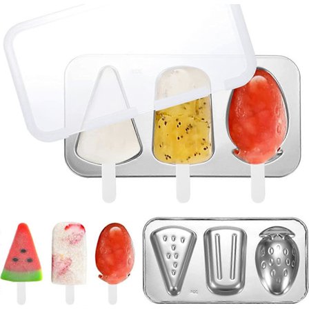 Ispinneformer, Ispinneformer i rustfritt stål, BPA-frie gjenbrukbare ispinneformer med pinner og lokk