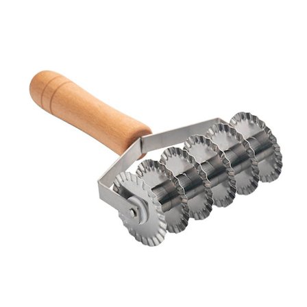 Bakeverktøy i rustfritt stål med trehåndtak, pizzaskjærer, snacks-skjærer