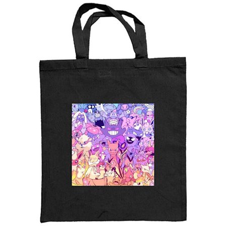 Kangaskassi Retro Monsters värikäs kokoelma klassisia olentoja retro-animetyylillä, jossa on violetti sininen keltainen asteikko