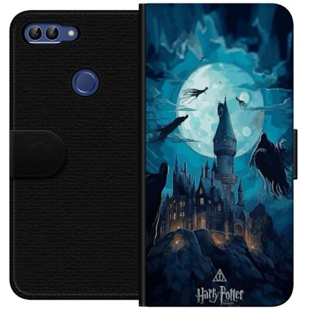 Yhteensopiva Lompakkokotelo Huawei Huawei P smart Maaginen fantasiakuvaus, jossa linna kuunvalossa ja leijuvat olentot, pimeä satuilmapiiri noitatait