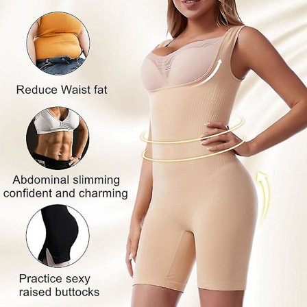 Body Shapewear Helkroppsformare Sömlös Korsett Waist trainer Dam Slimming Slida Magformare Mage Smal Samla bröst, svart