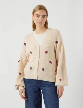 YAS Yasfleur Ls Knit Cardigan S. Noos - Cream - XL