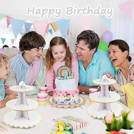 3 Pak Hvid Pap Cupcakes Stativ Dessert Tårn