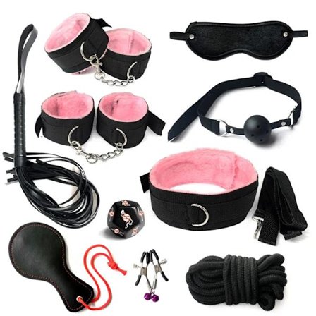 10~12 stk./sett BDSM Bondage Håndjern Pisk Bind for øynene Sexy Leker for Par Verktøysett Sexyshop Erotisk Tilbehør Sex Restriksjon Sett